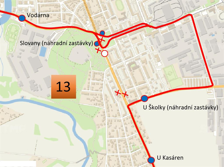 Mapa odklonu linky Mapa odklonu linky