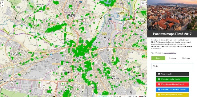 Téměř tři tisíce lidí vybraly nejhezčí místa Plzně, vznikly pocitové mapy